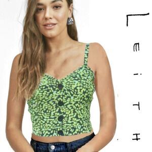 Leith Lime Green Leopard Crop Top